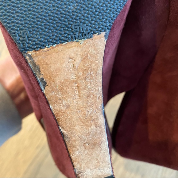 Celine by Phoebe Philo Burgundy Suede Slingback Wedges - Picture 7 of 8